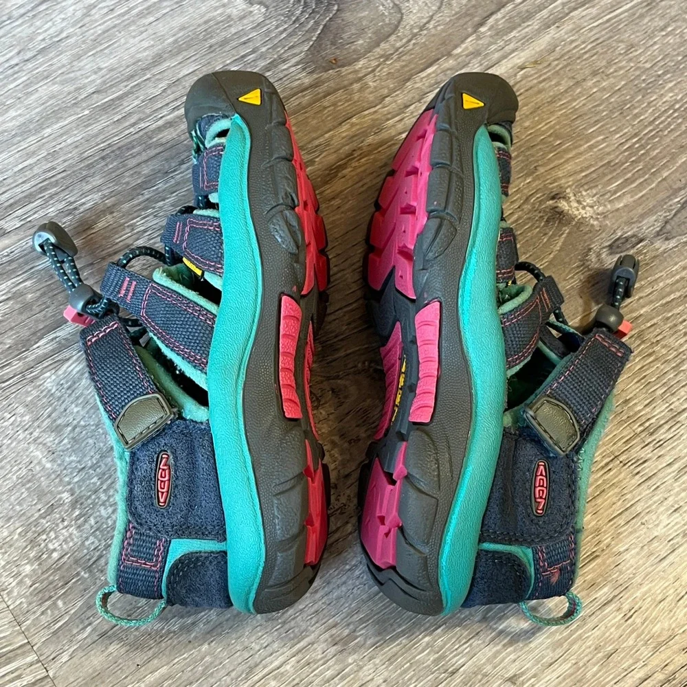 Keen Newport H2 Kids Waterproof Sandals Navy Teal Pink Size 11 US 1012296